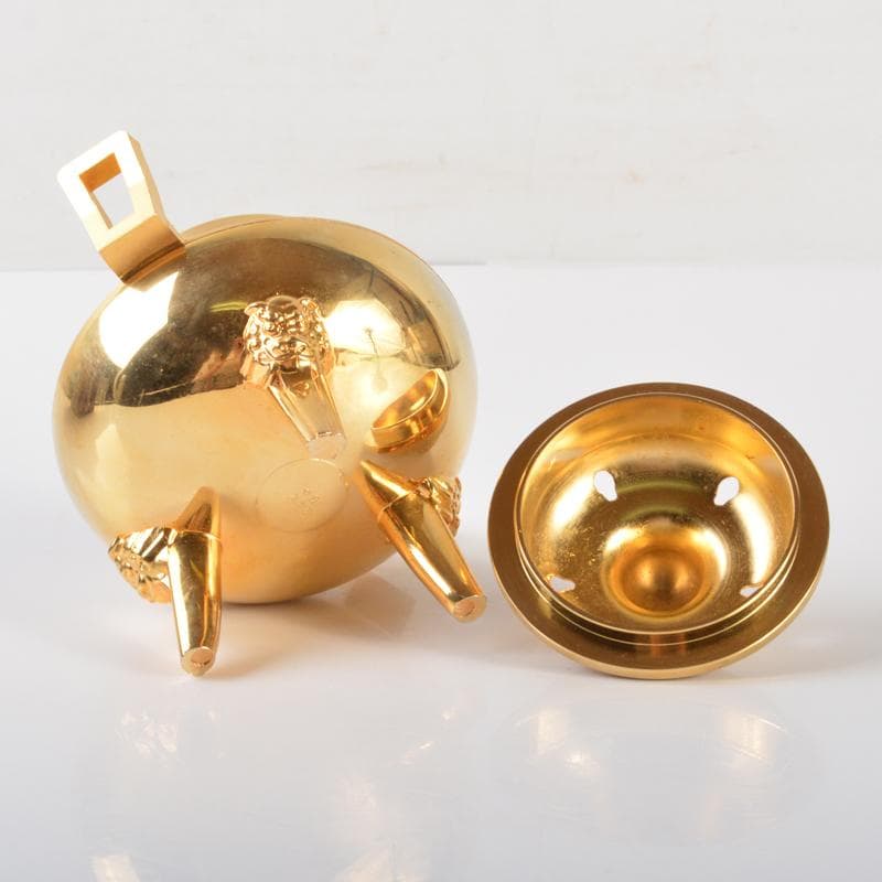 朧様専用 香道具 銅製 雲龍文 黄金香炉 24KGP刻印 時代箱付 V 5804