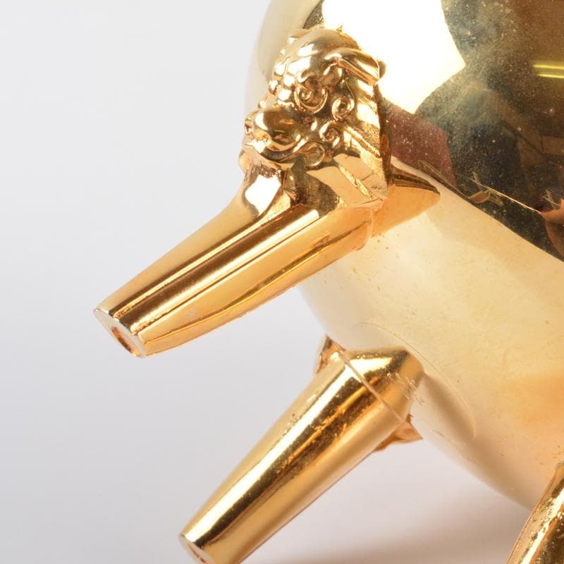 朧様専用 香道具 銅製 雲龍文 黄金香炉 24KGP刻印 時代箱付 V 5804