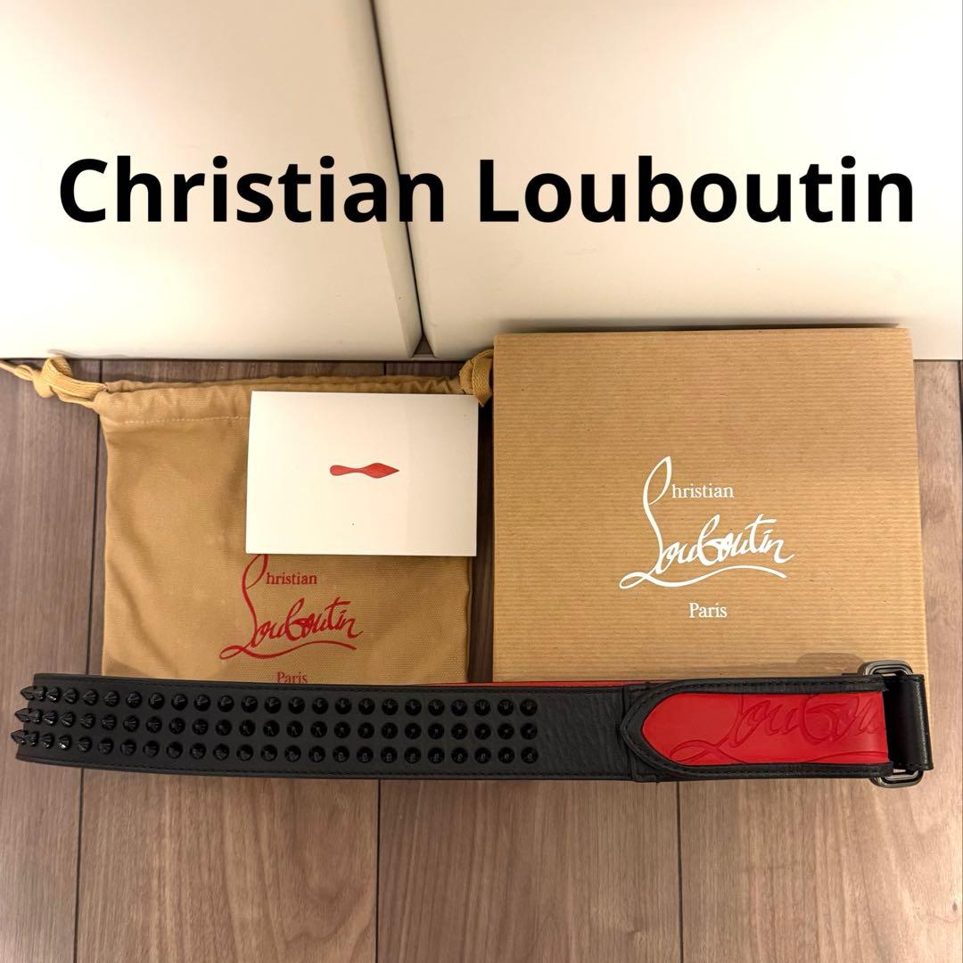 Christian Louboutinルブタン メンズベルト レザー 黒赤 ベルト - カーフスキン - ブラック - Christian Louboutin