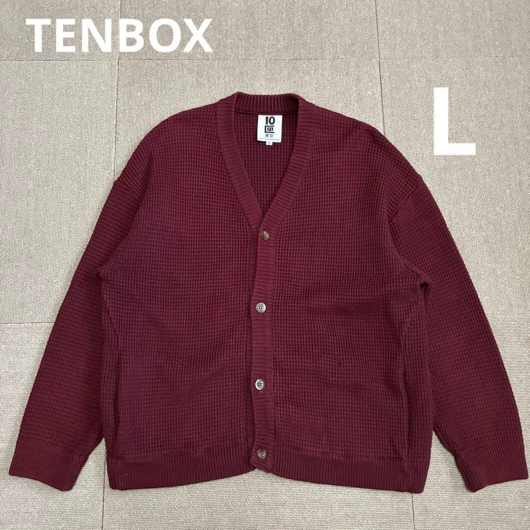 テンボックス フッティーズ カーディガン バーガンディ L ワッフル 10