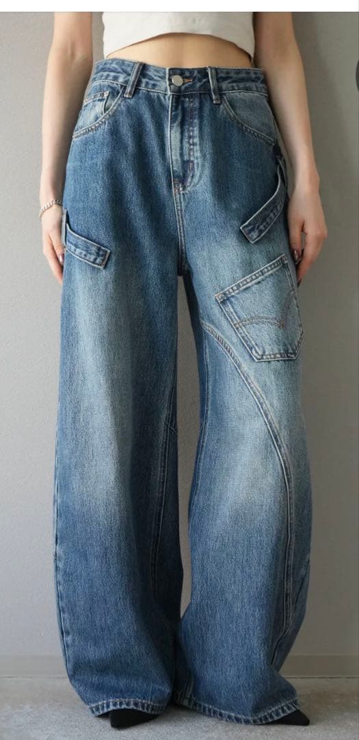 Lumier ペインターカーブデニム 予約]デザインステッチカーブデニムパンツ/navy – Lumier