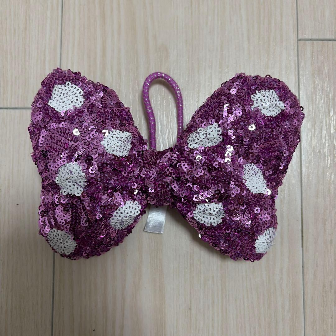 ディズニー ミニー リボン ヘアゴム 紫 スパンコール - メルカリ