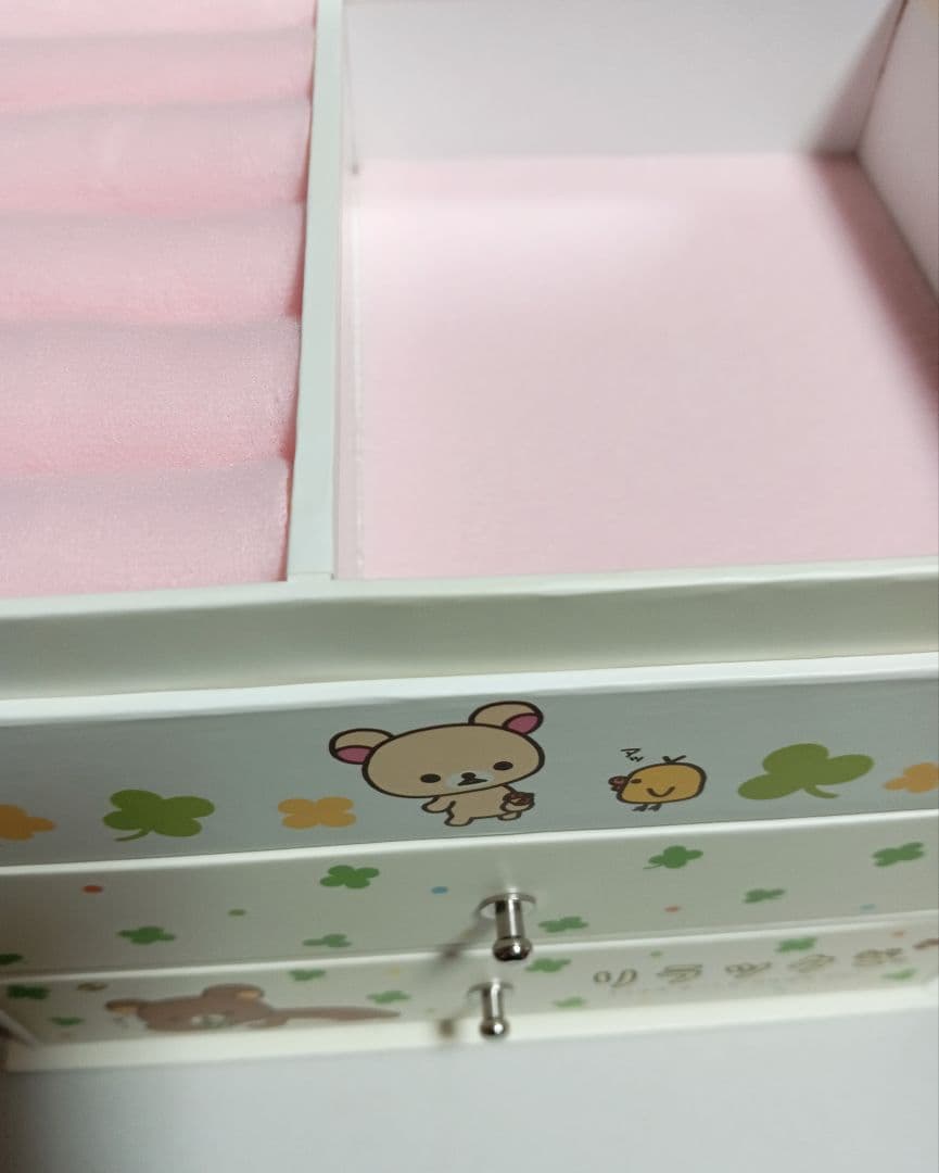 リラックマ　 ペーパーBOX　お外でごろん　ジュエリーボックス 引き出し二段　白