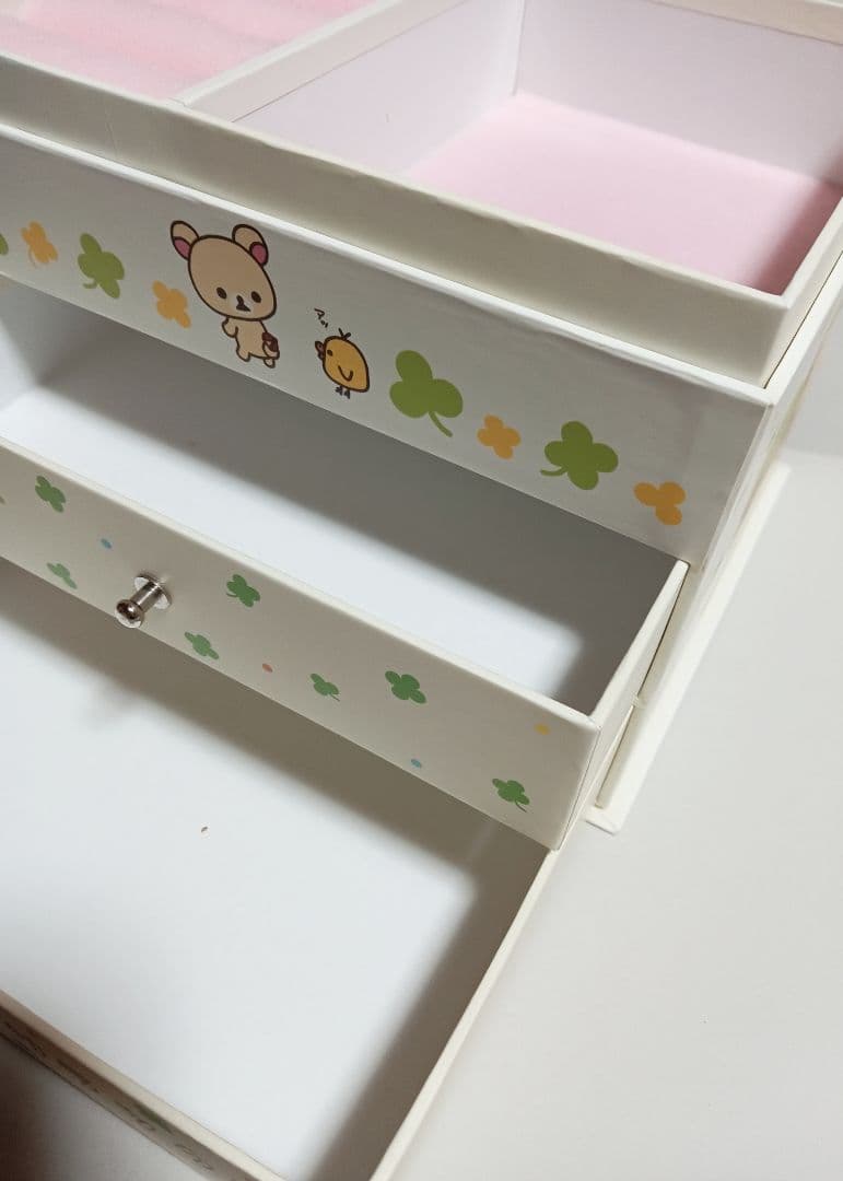 リラックマ　 ペーパーBOX　お外でごろん　ジュエリーボックス 引き出し二段　白