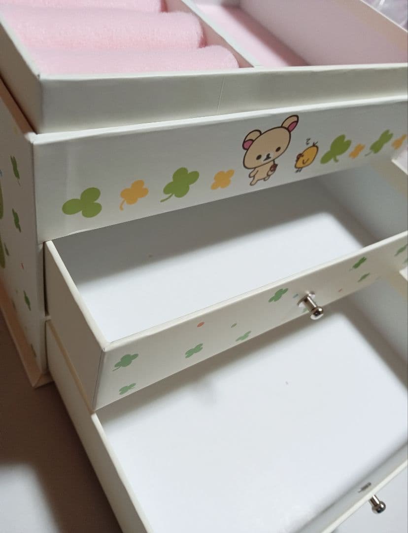 リラックマ　 ペーパーBOX　お外でごろん　ジュエリーボックス 引き出し二段　白