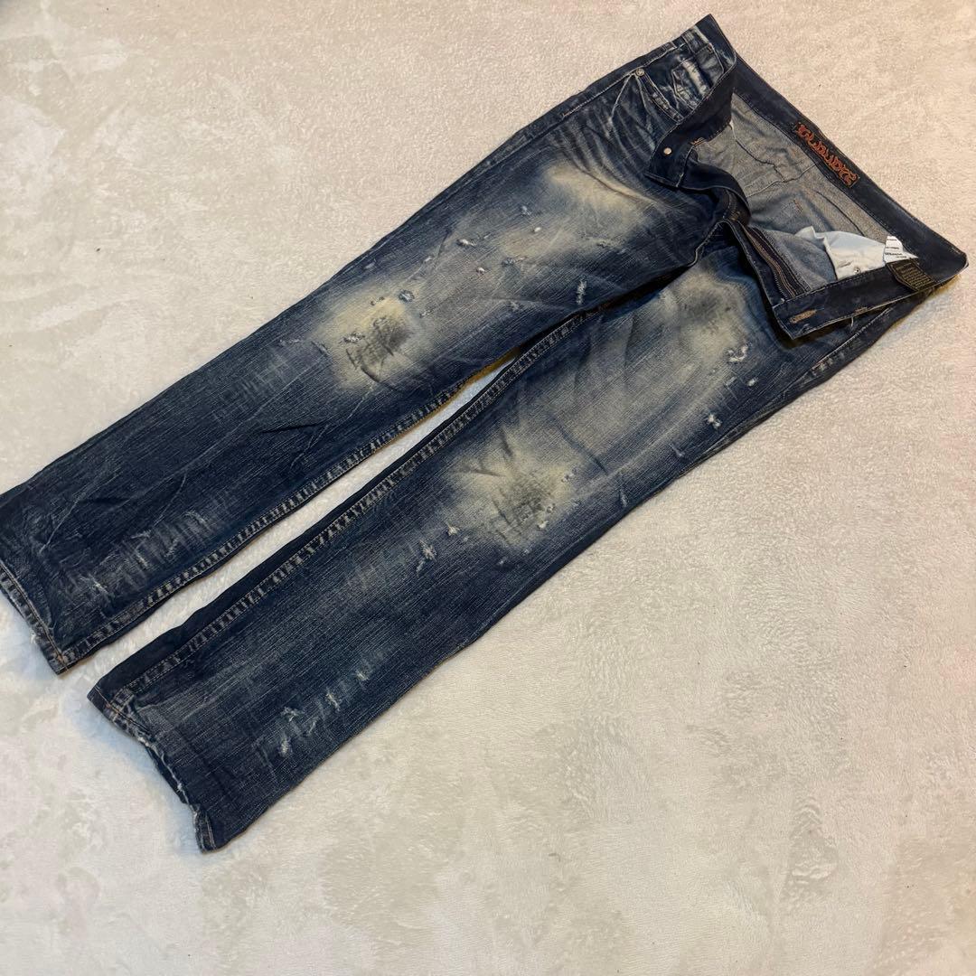 個性的 希少 スカル刺繍デニムパンツ W93個性派韓国製 L - メルカリ