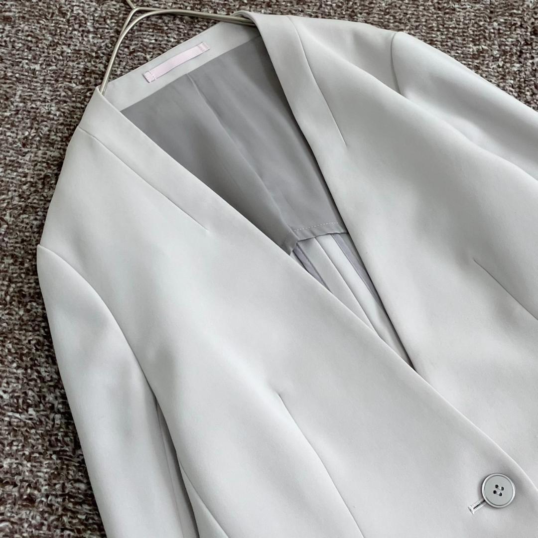 美品✨レミュー セットアップ ノーカラー 洗える ストレッチ 1B