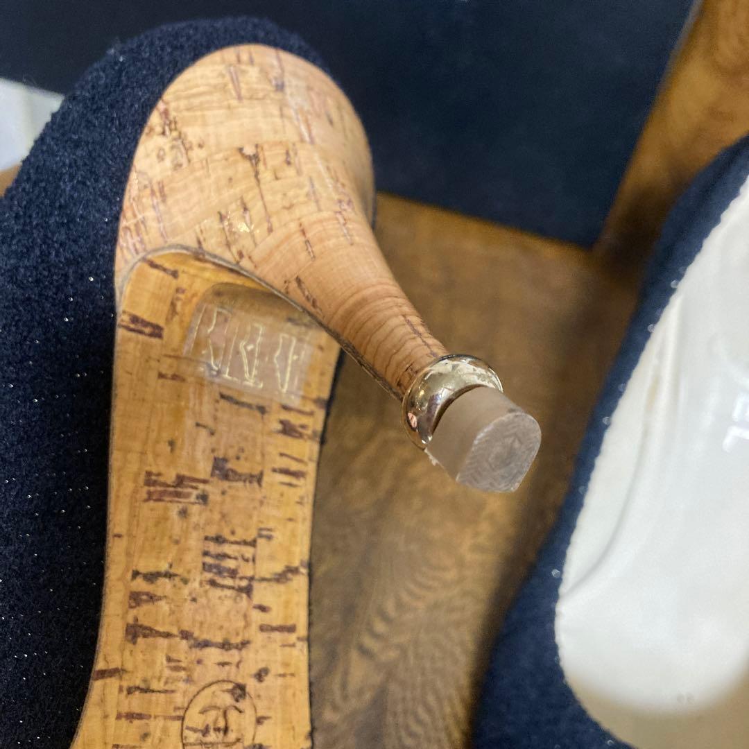 CHANEL パンプス ☆ココマーク ラインストーン、ツィード、38.5サイズ