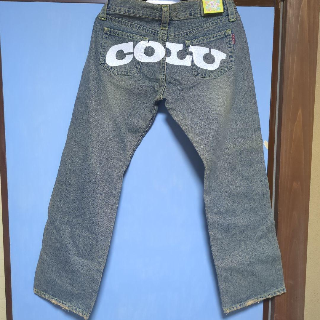 ココルルケツルルデニム COCOLULU 日本製 レア ロゴワイドパンツ 27