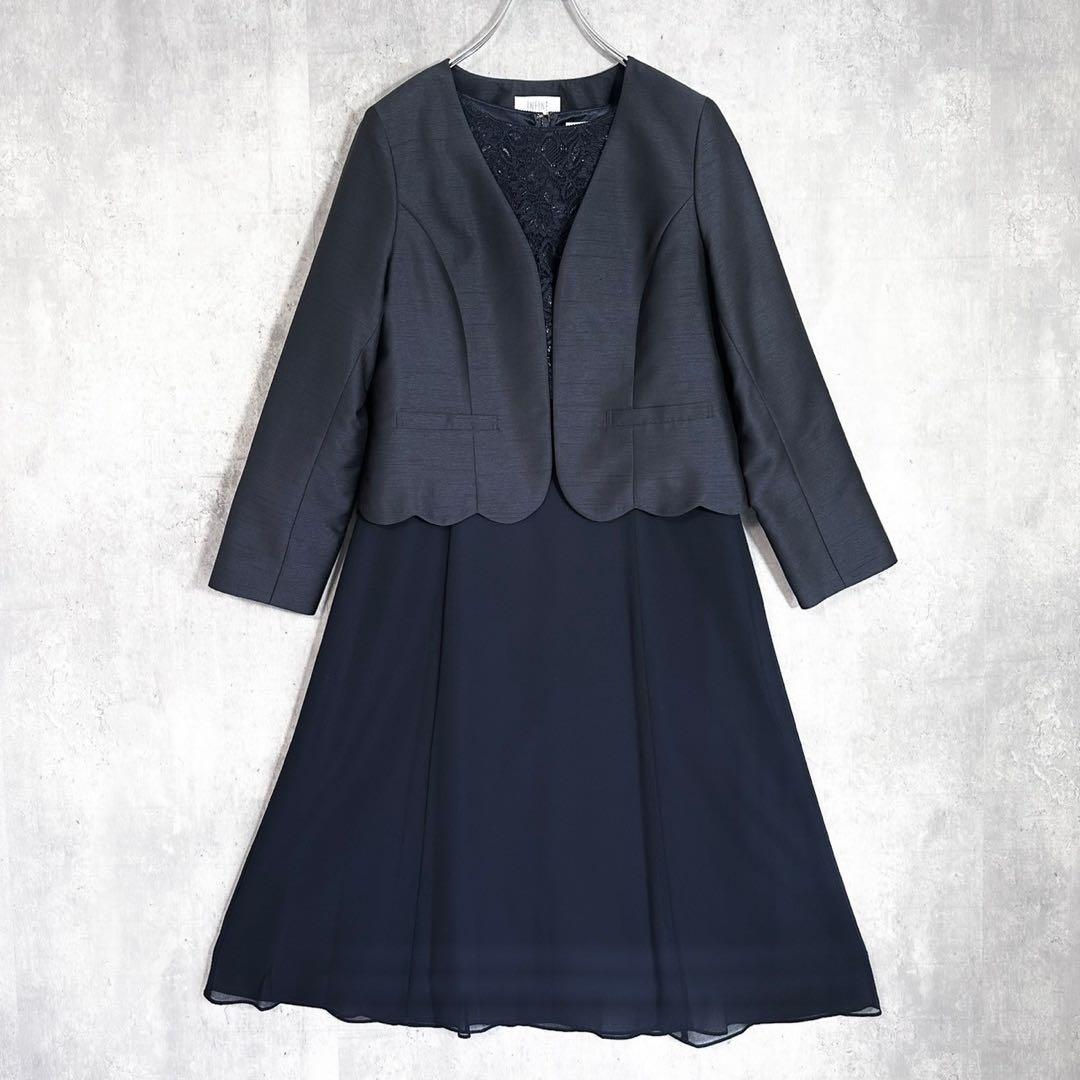 極美品⭐︎ INFINE 大きいサイズ 15号 ワンピースセットアップ　紺 marun（マルン） ワンピース 「大きいサイズ」 ワンピース＋