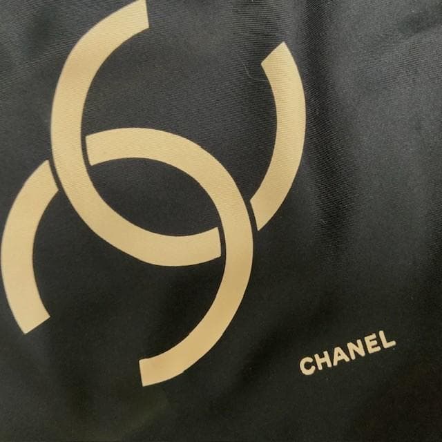 CHANEL ブラック スカーフ シルク タグ無し 本物保証