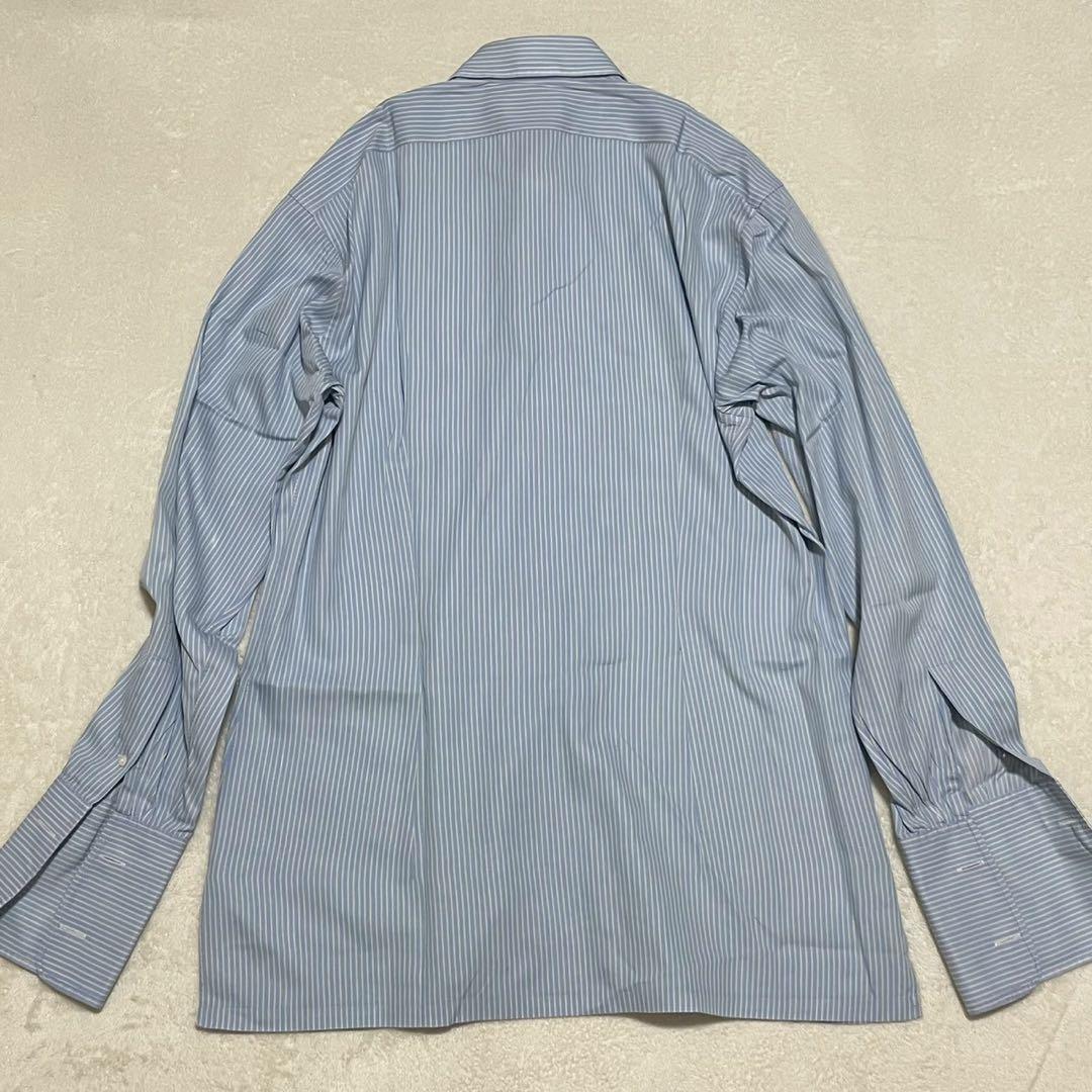 Charvet シャルベ◇ワイシャツ ストライプ フランス製 青×黄 ビジネス