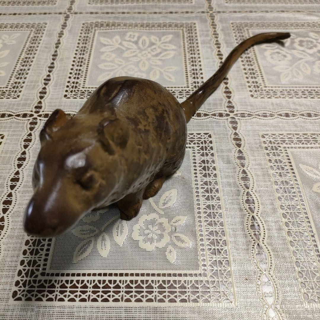 松田喜三郎　ブロンズ置物『鼡』共箱付