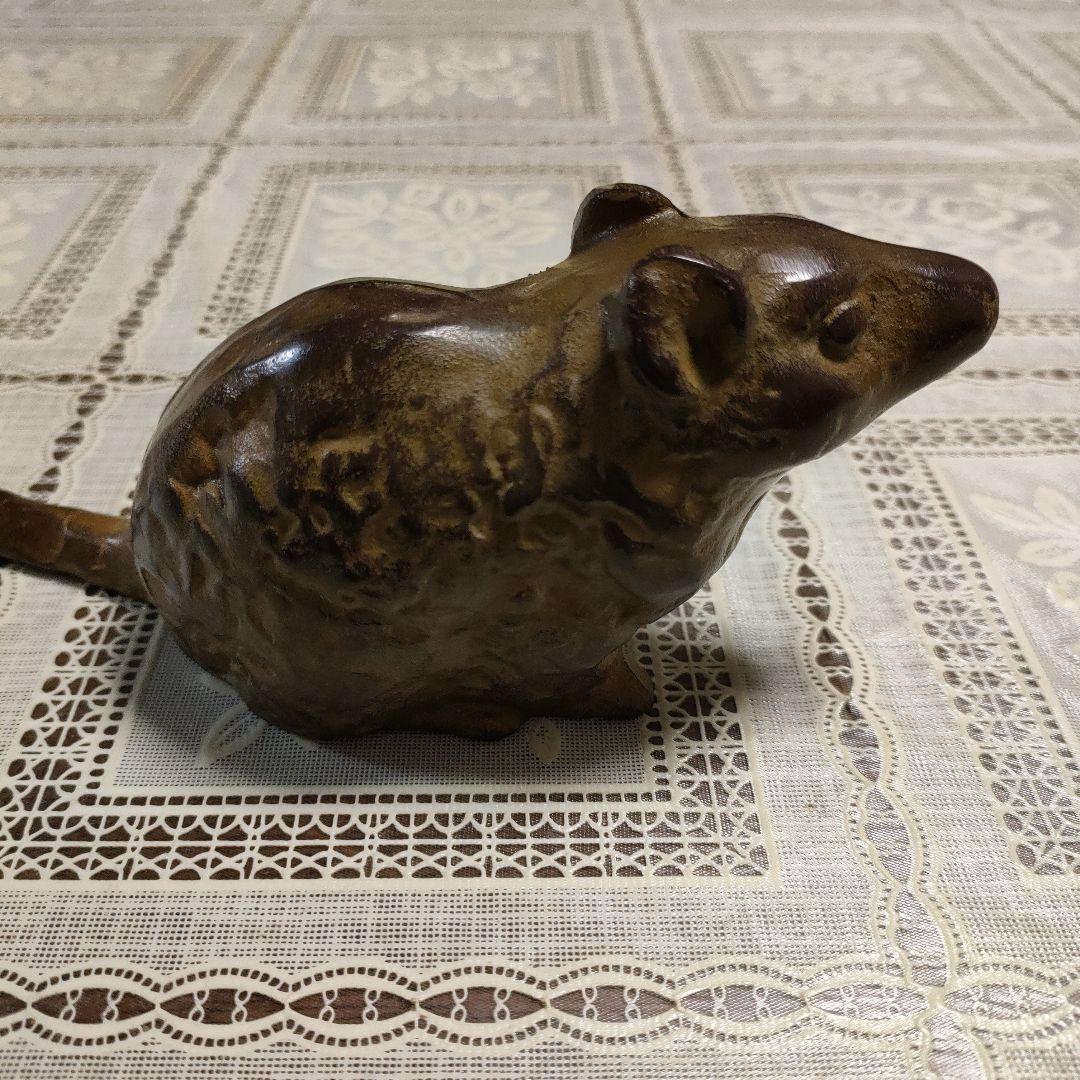 松田喜三郎　ブロンズ置物『鼡』共箱付