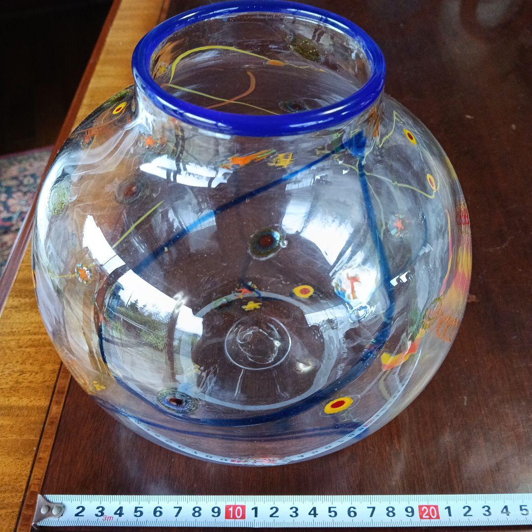 サイン入り 吹きガラス 直径約20cm