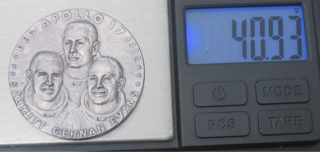 795、アポロ17号月着陸記念純銀メダル 純銀刻印 約40.93g