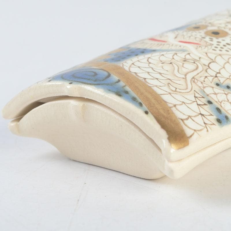 茶道具 萬古焼 加賀瑞山造 干支絵 辰 凧香合 共箱 V 9658