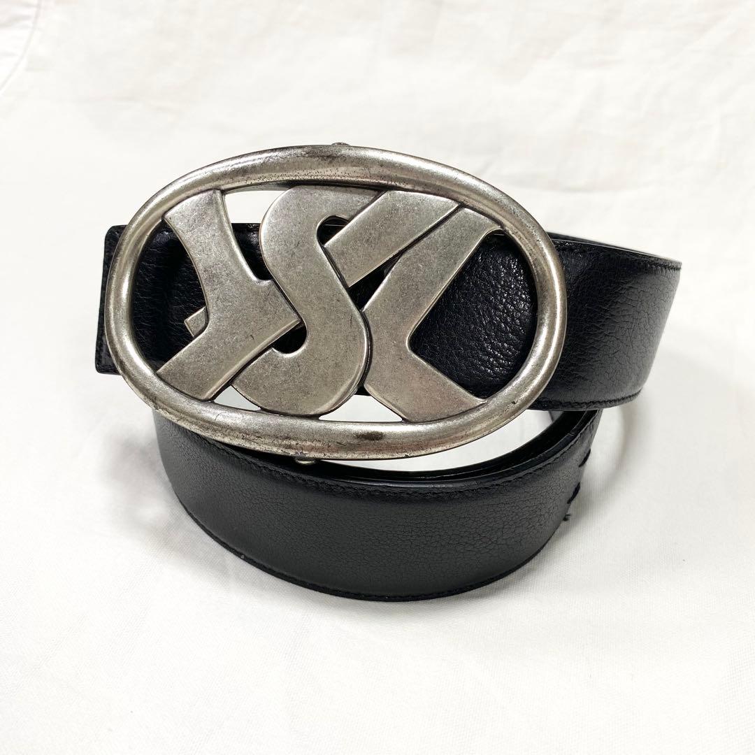 極美品✨イヴサンローラン リヴゴーシュ レザー ベルトYSLロゴバックル 黒 値下げ！絶版イヴサンローラン・リヴゴーシュ YSLヴィンテージロゴ
