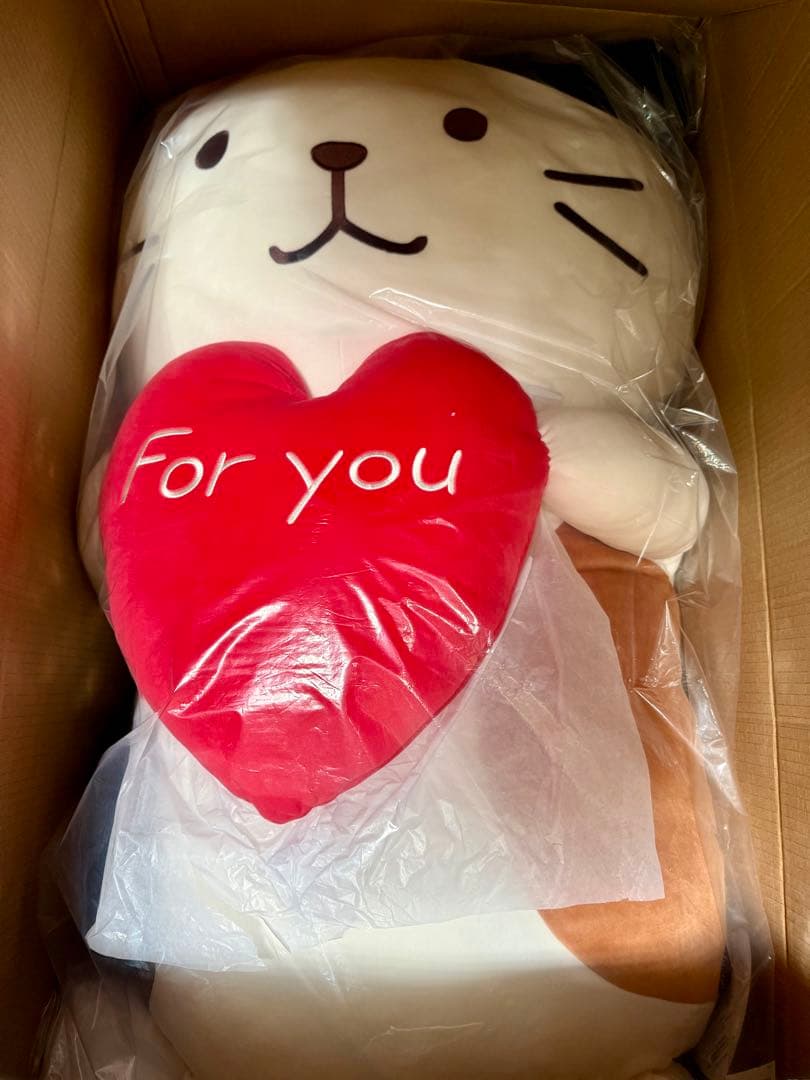 ハピンズ　ふくふくにゃんこ　Bigハートおすわりクッション　ミケランジェロ