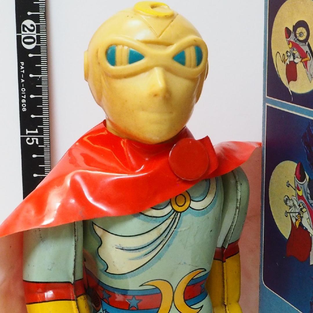 ブルマァク【月光仮面】当時物ブリキ製ゼンマイ歩行 人形TIN TOY箱は