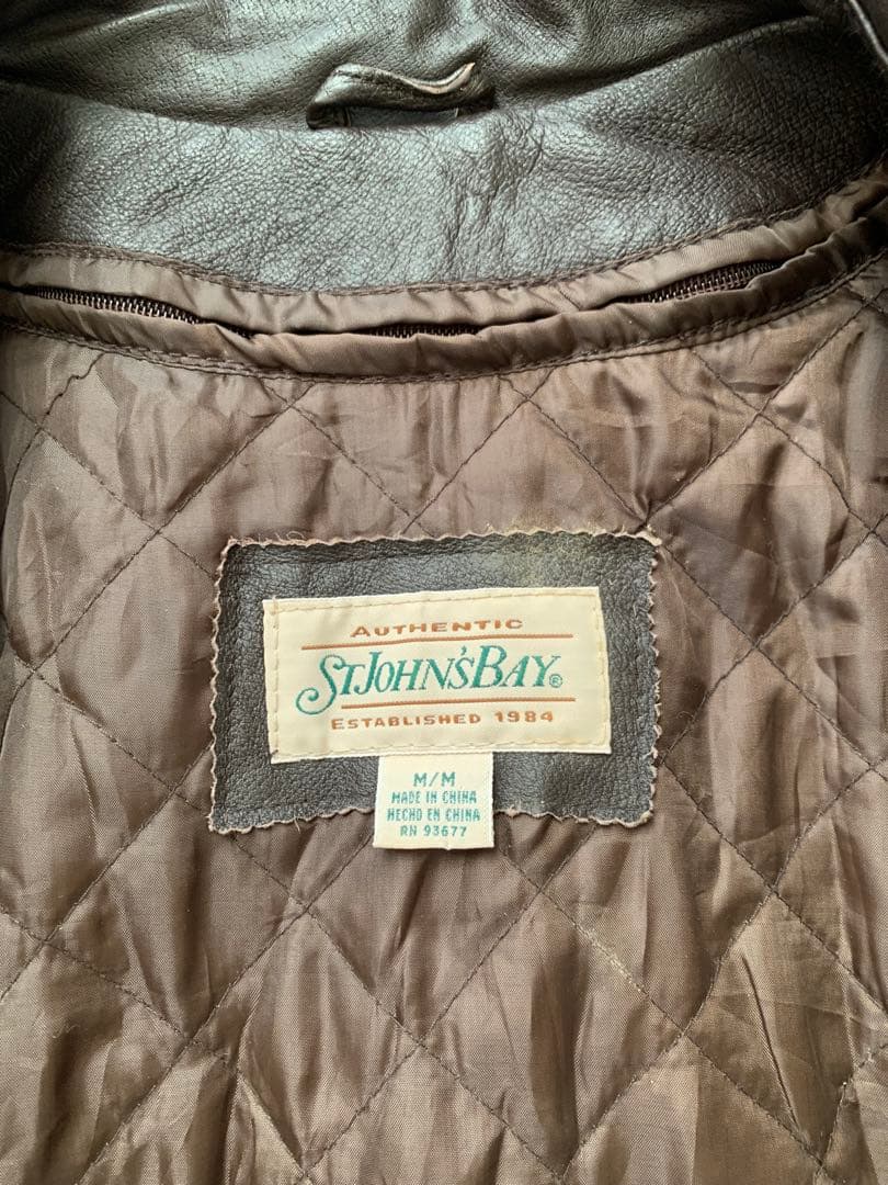 希少 90s St John's Bay ベスト着脱可 レザージャケット M - メルカリ