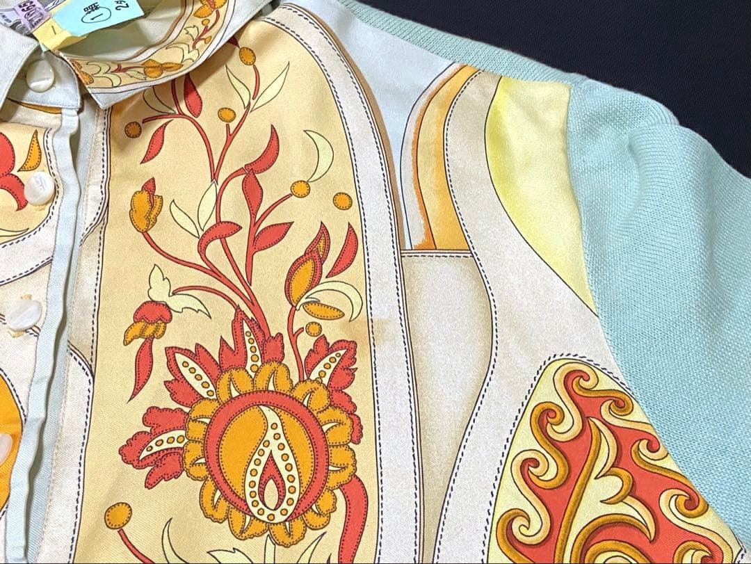 エルメス/スカーフ柄 シルクシャツ/カシミヤ混ニット/ブラウスM