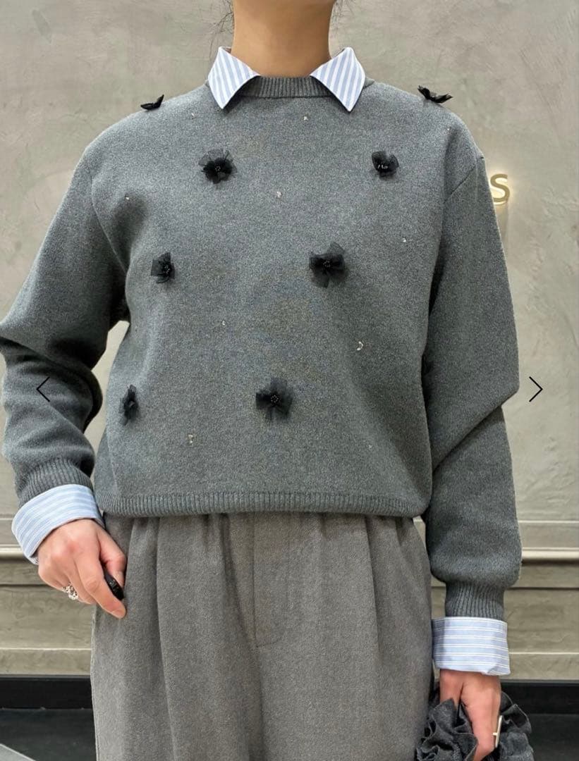 ユナイテッドアローズ コットンカシミヤビジューニット グレー 定価