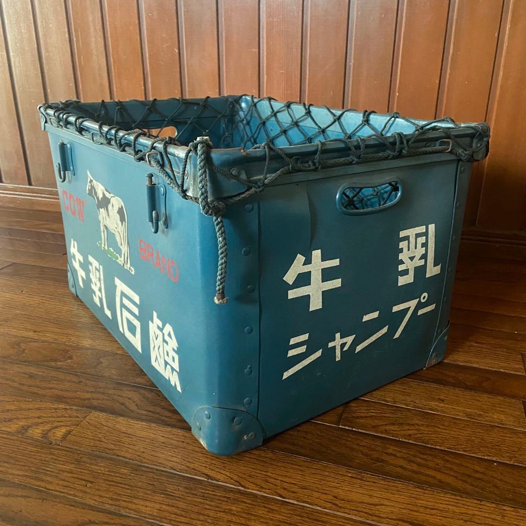 昭和レトロ ぼて箱 牛乳石鹸 美品 カブに 網付き ボテ箱 道具入れ