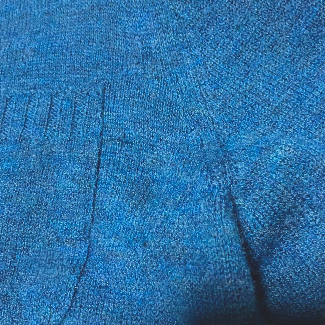 45R フロート縮絨 タートルネック ニット L 3 ブルー R刺繍 45rpm