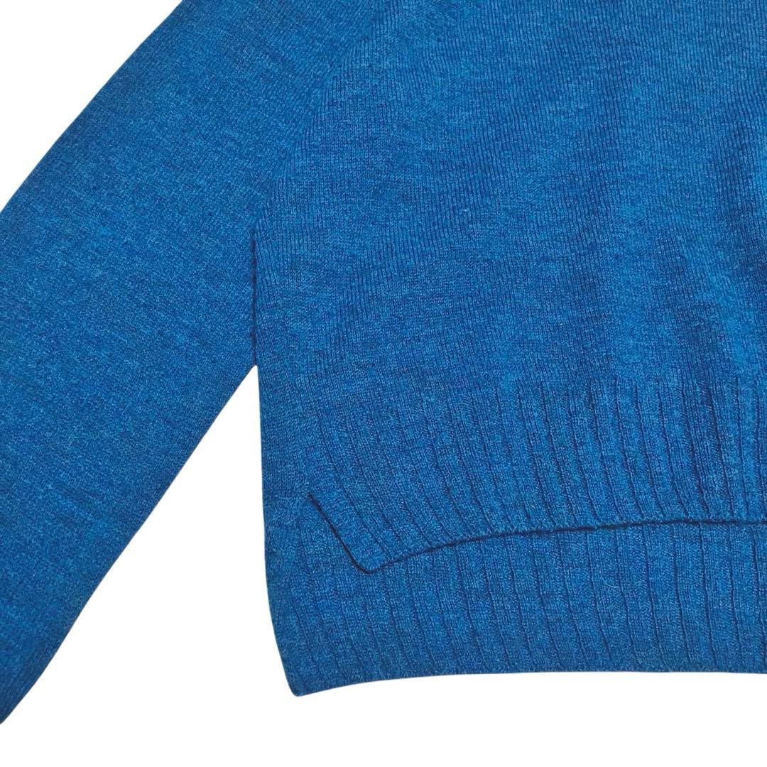 45R フロート縮絨 タートルネック ニット L 3 ブルー R刺繍 45rpm