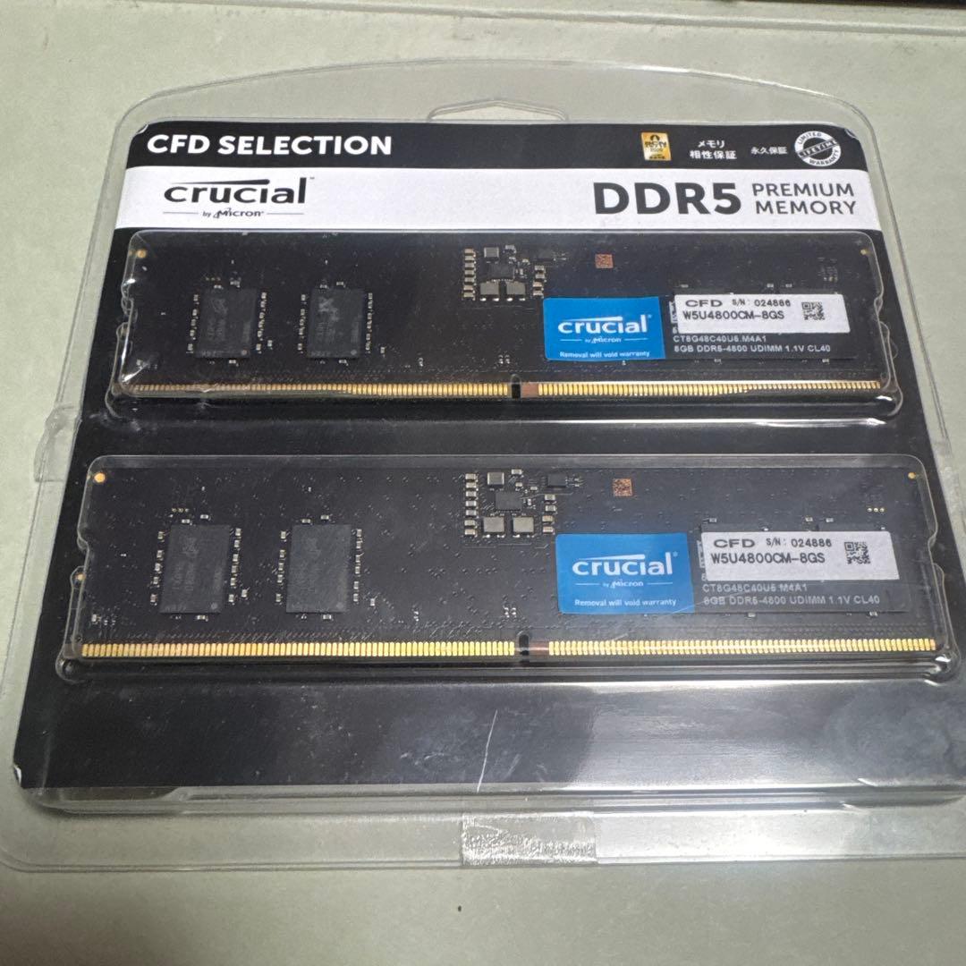 Crucial DDR5 W5U4800CM-8G×二枚 CFD、デスクトップ向けのDDR5-4800対応の2枚組メモリー - 価格.com