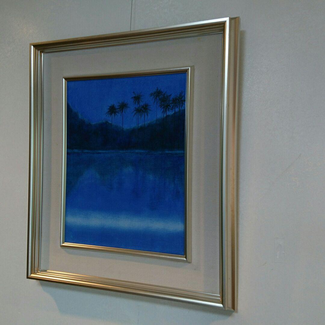 絵画「椰子」 吊り下げワイヤー&金具付き