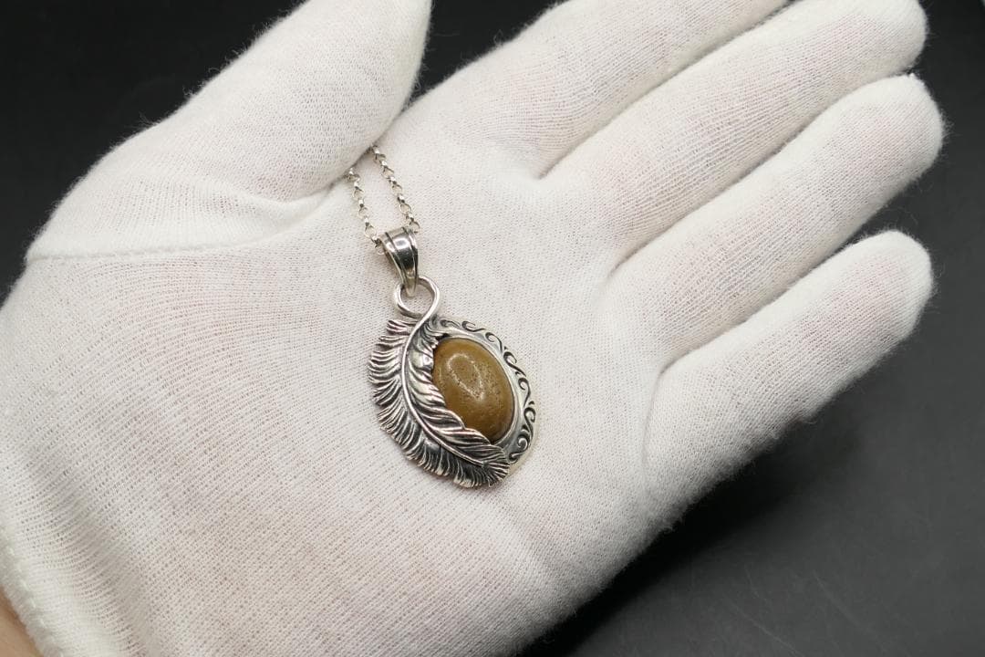 美品 SAAD サード ピーターサイト フェザー ネックレス ペンダント