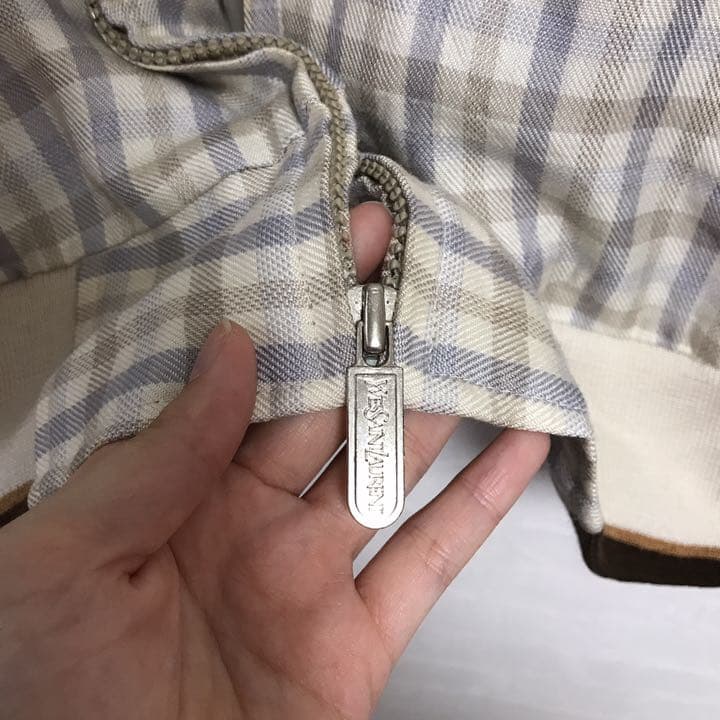 イヴ・サンローラン チェックブルゾン 古着 - メルカリ
