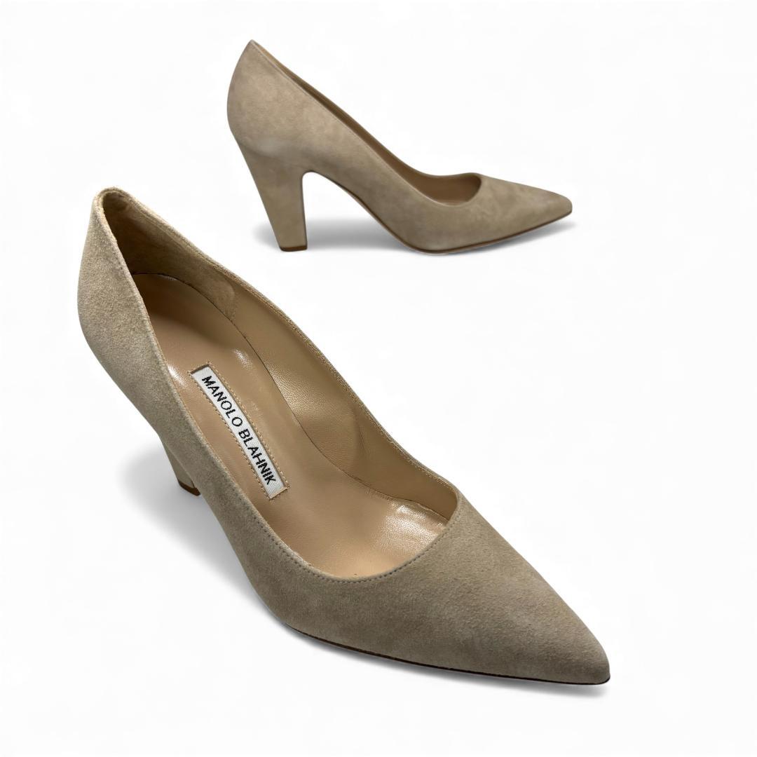 新品級 マノロブラニク スエード ポインテッドパンプス 37.5 24.5cm