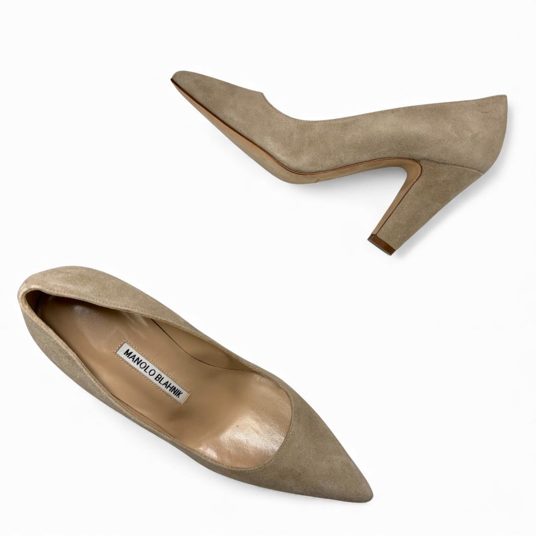 新品級 マノロブラニク スエード ポインテッドパンプス 37.5 24.5cm