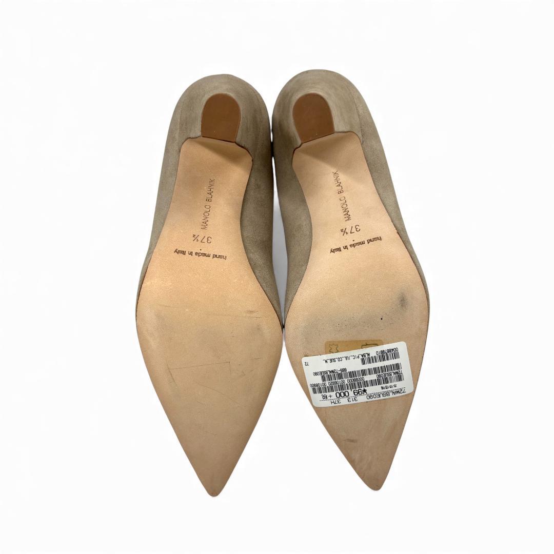 新品級 マノロブラニク スエード ポインテッドパンプス 37.5 24.5cm