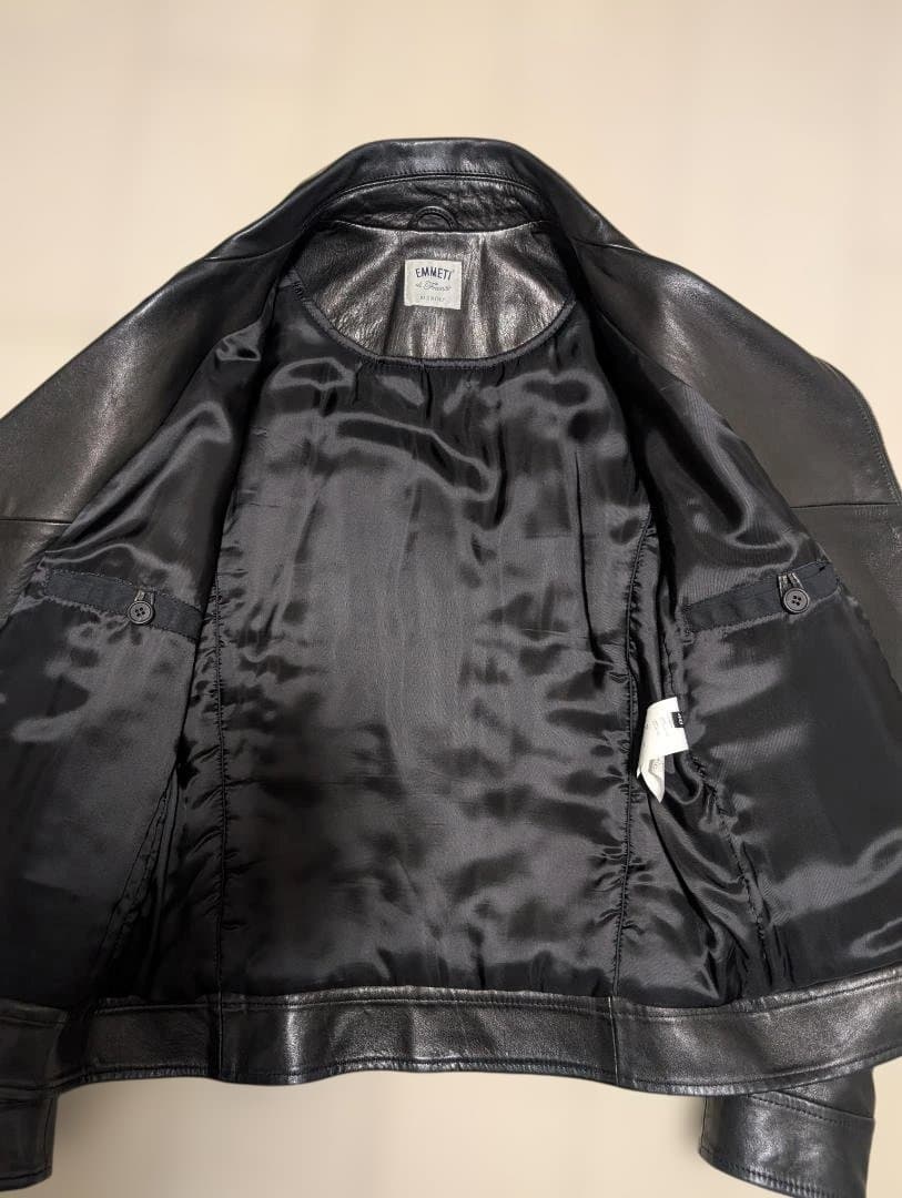 格安・美品】EMMETI エンメティ シープレザー ダブルライダース 黒 46