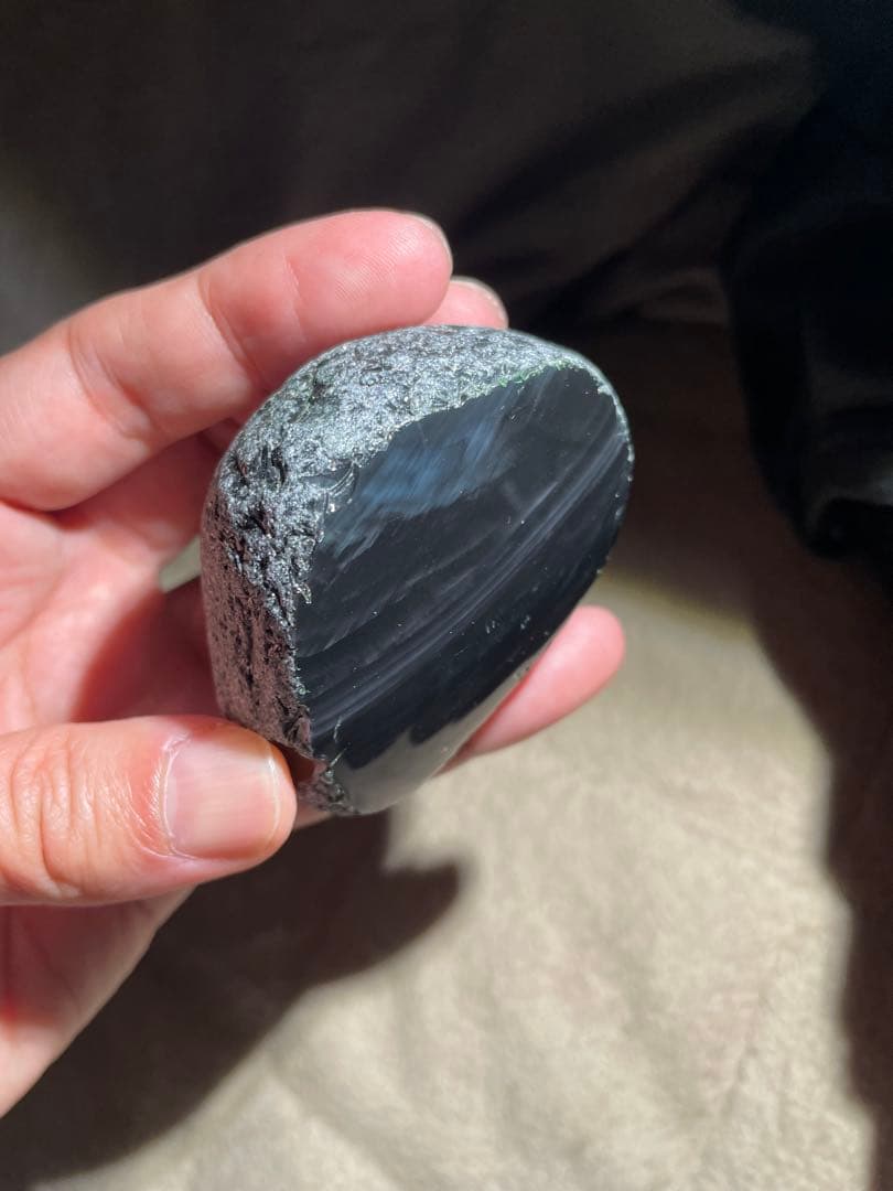 研磨品　十勝石玲瓏　ブルーベース　レインボーオブシディアン
