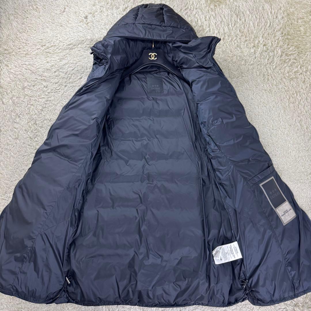 美品☆タトラス ダウンコート ポリテアマ 2way ロング フード 濃紺 2