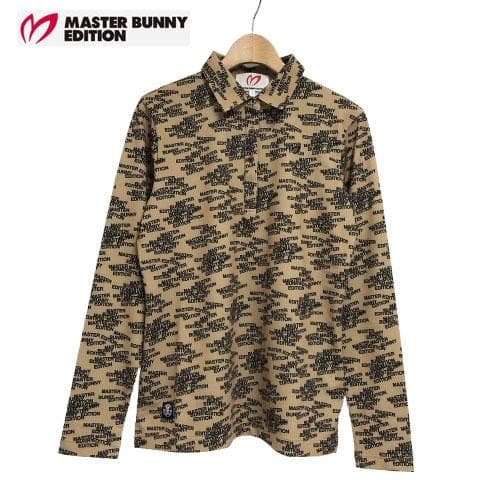 ○★新品未使用　マスターバニーエディション　ロゴ総柄　長袖ポロシャツ　2　茶系 AddElm長袖ポロシャツ | MASTER BUNNY EDITION（マスターバニー