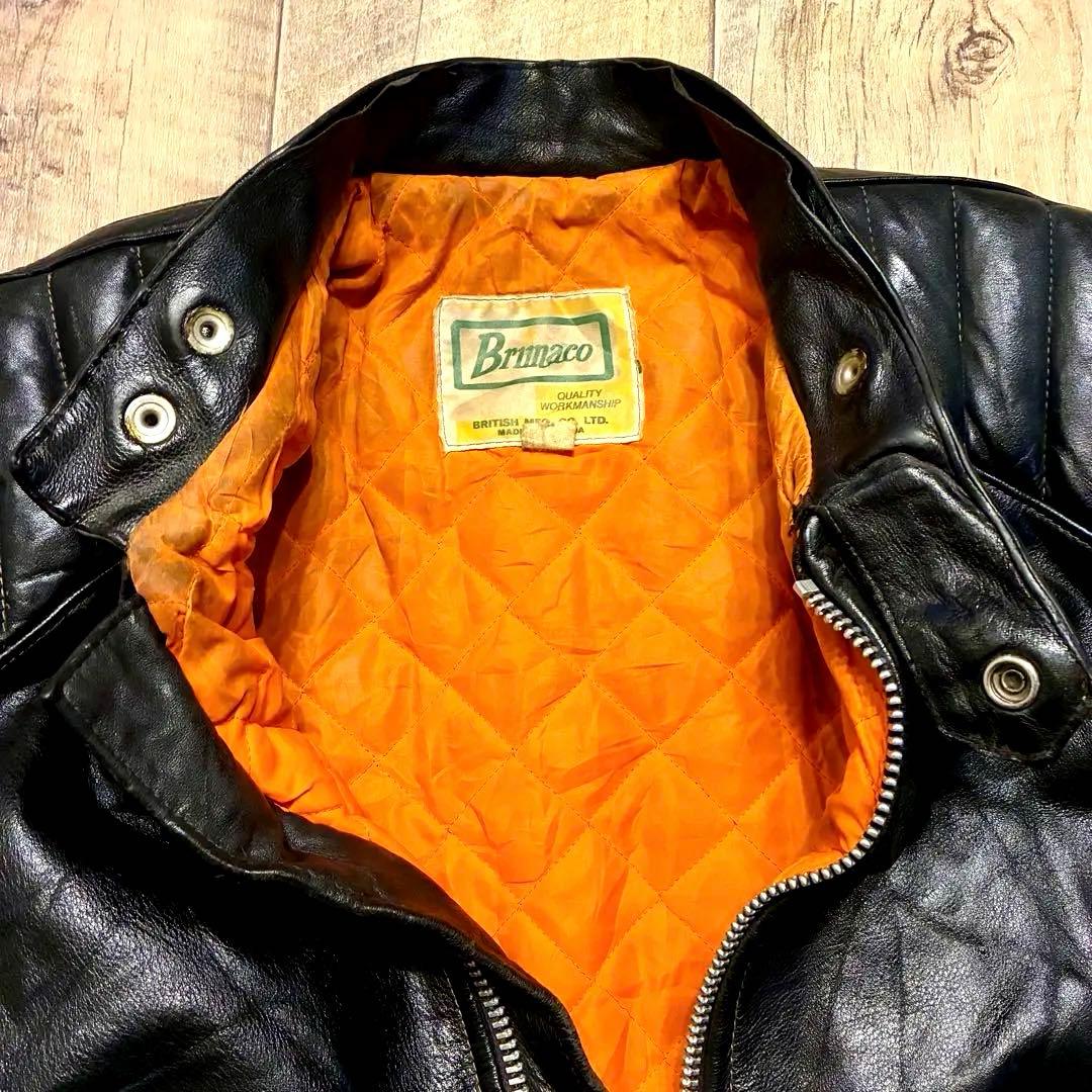 70's】Brimaco レザー シングルライダース 42 黒 カナダ製