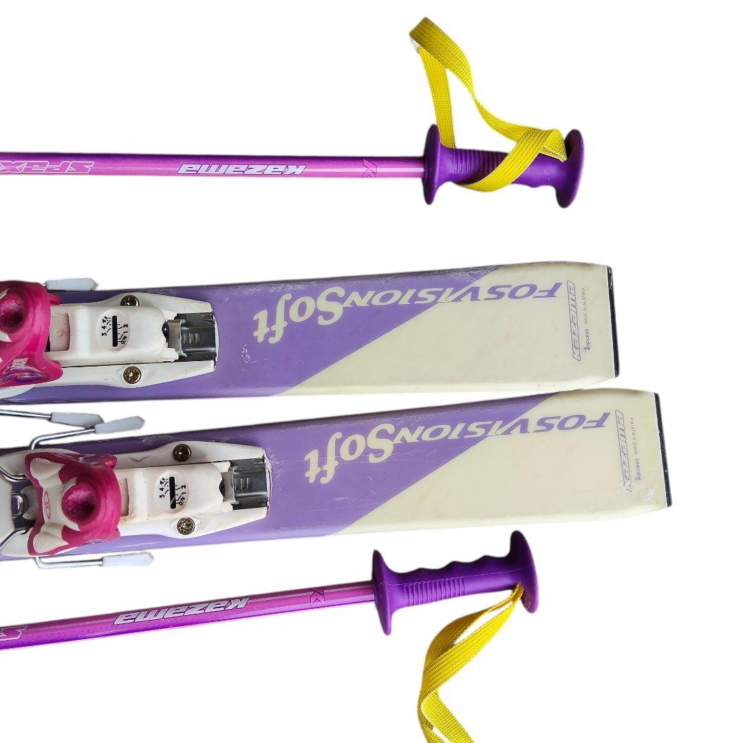 KAZAMA 120cm ジュニアスキーセット ビンディング付 ストック80cm