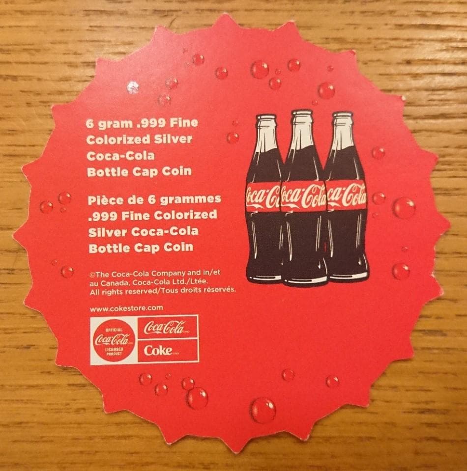 2023 ニウエ コカ・コーラ ボトルキャップ型 1ドル プルーフカラー銀貨