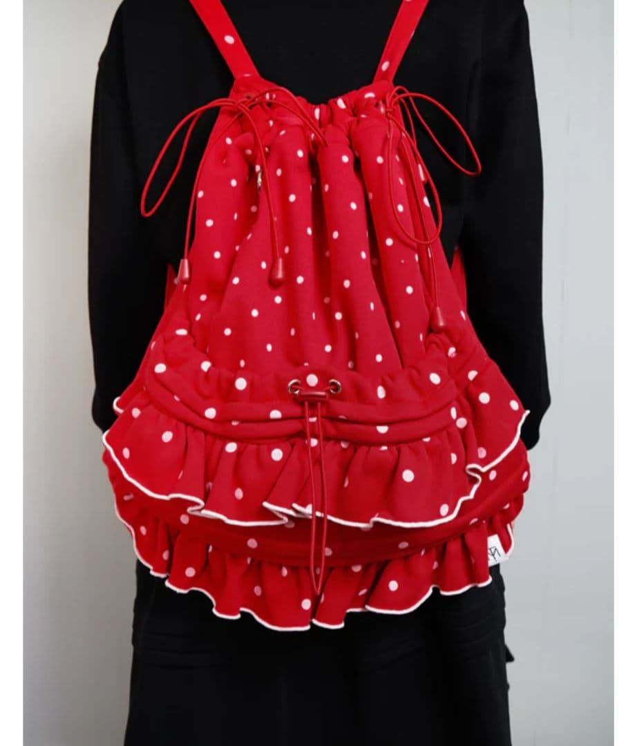 Tie.me dot frill knapsack ドット フリルナップサック - メルカリ