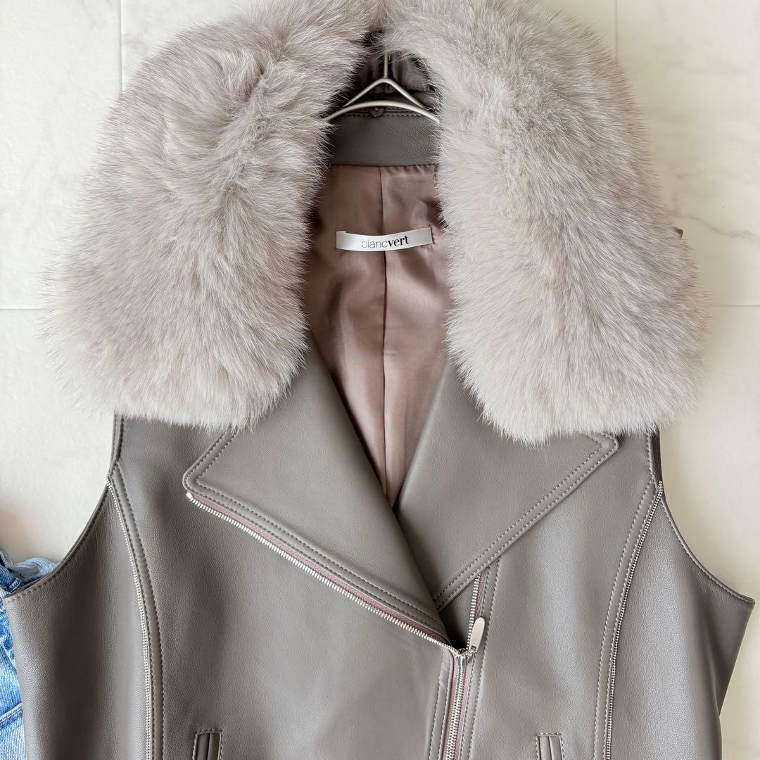 極美品✨《ブランベール 》フォックス　ダブルライダース ラムレザージレ　モニーレ