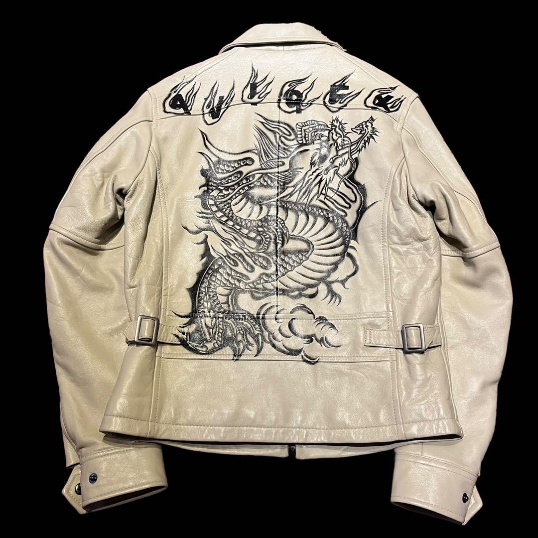 希少 AVIREX ドラゴン 龍 ペイント レザージャケット ライダース M
