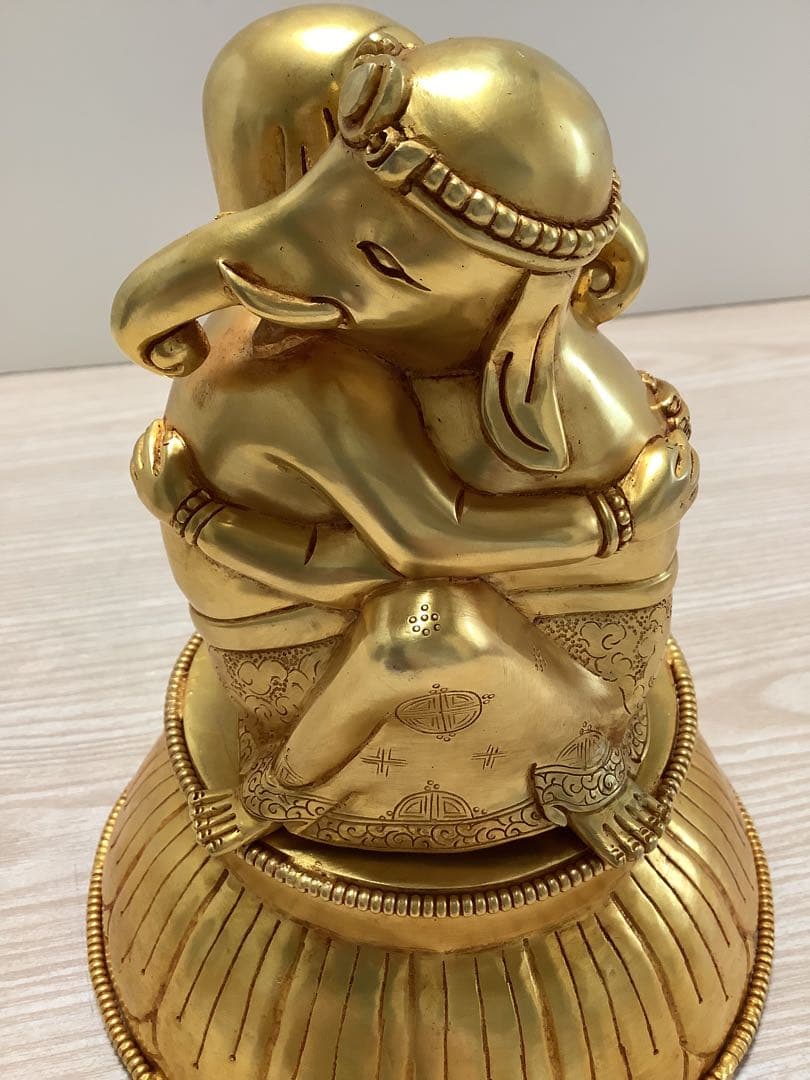 《 チベット密教　新品　1点物 》 オリジナル　鍍金　ガネーシャ　歓喜天　76