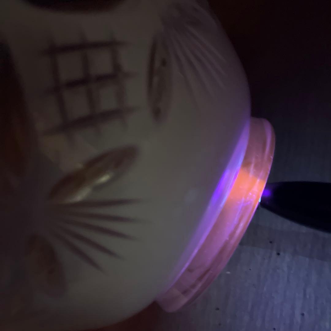 骨董 時代ガラス 超希少 白被せ切子 電笠調 和モダンカット 輪花 氷