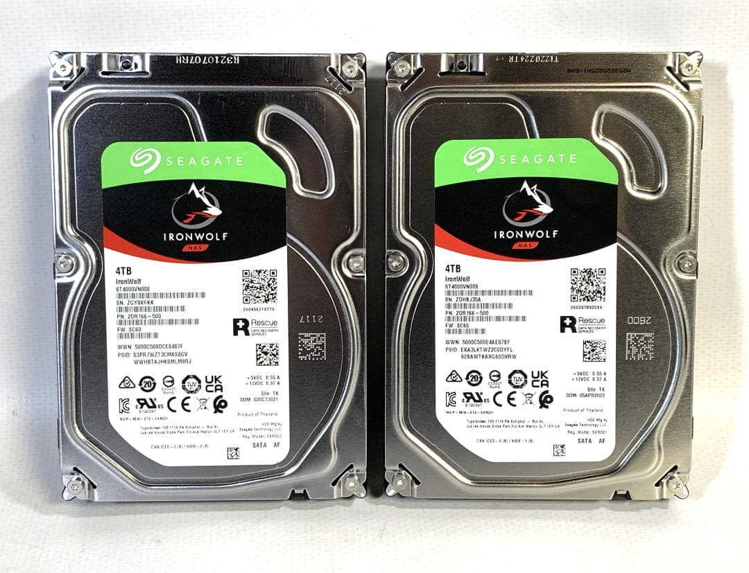 シーゲイト 4.0TB IRON WOLF NAS ST4000VN008 2台